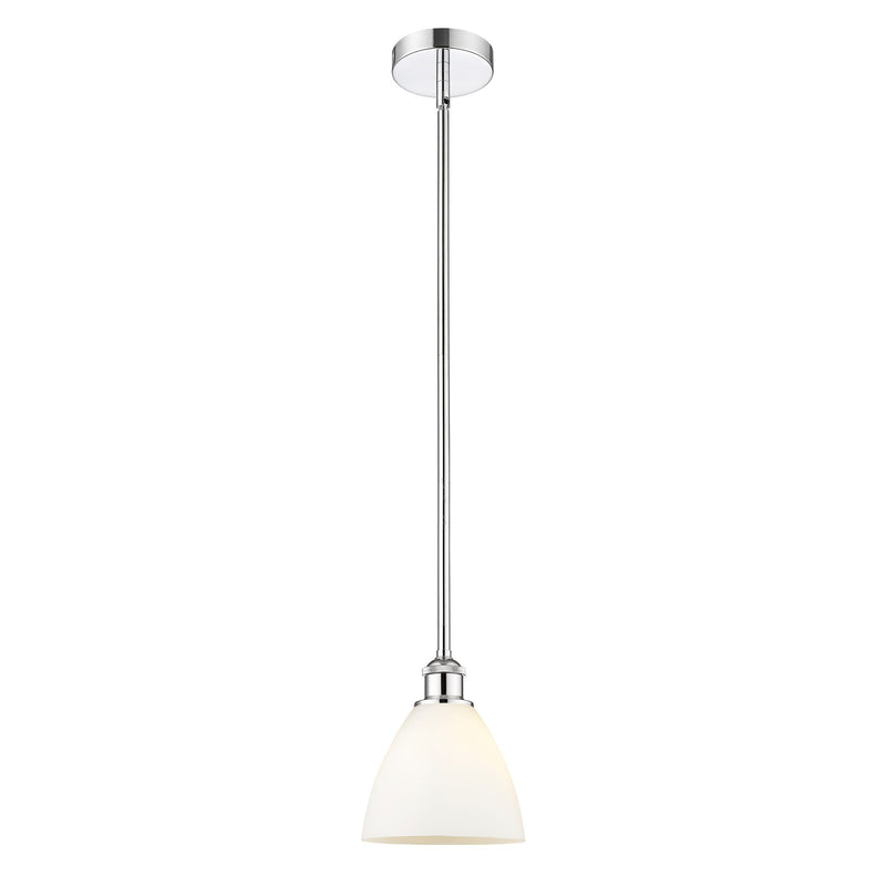 Innovations Bristol 8in 1-Light Mini Pendant | Industrial Polished Chrome Steel and Matte White Glass | Kitchen Island & | Model 616-1S-PC-GBD-751-LED