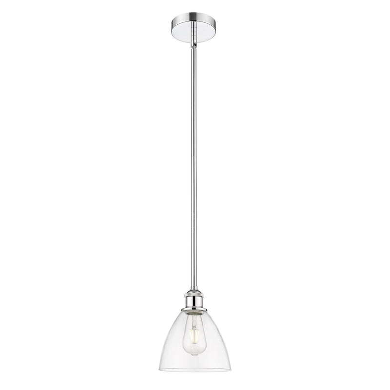 Innovations Bristol 7.5in 1-Light Mini Pendant | Industrial Polished Chrome Steel and Clear Glass | Kitchen Island & Dining | Model 616-1S-PC-GBD-752-LED