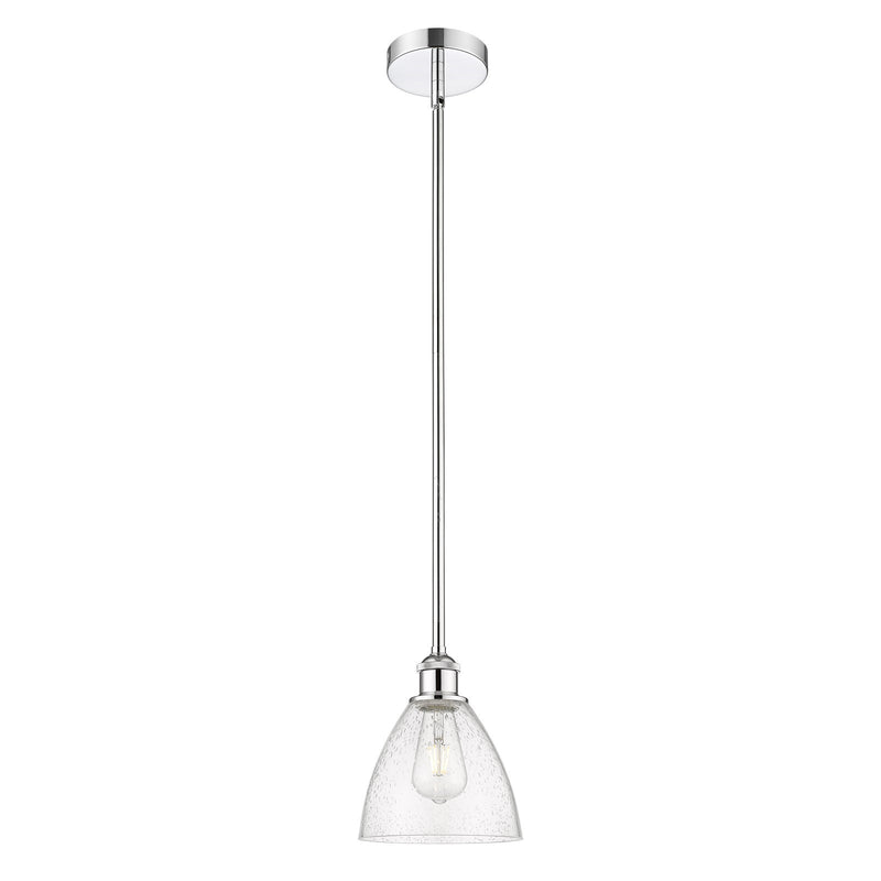 Innovations Bristol 8in 1-Light Mini Pendant | Industrial Polished Chrome Steel and Seedy Glass | Kitchen Island & Dining Room | Model 616-1S-PC-GBD-754