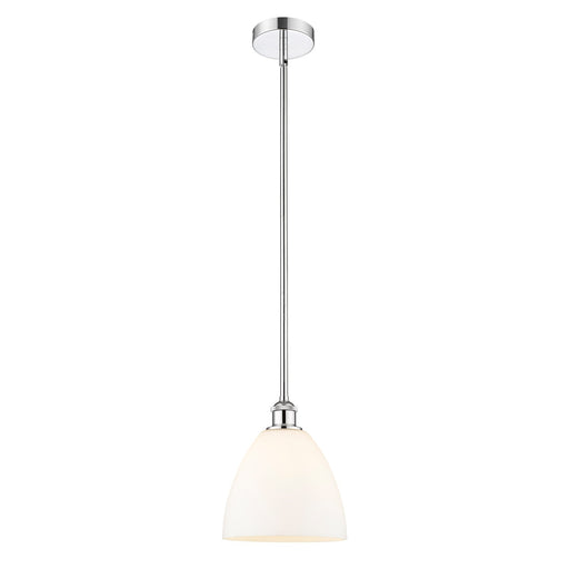 Innovations Bristol 9in 1-Light Mini Pendant | Industrial Polished Chrome and Matte White Glass | Kitchen Island & Dining Room | Model 616-1S-PC-GBD-91