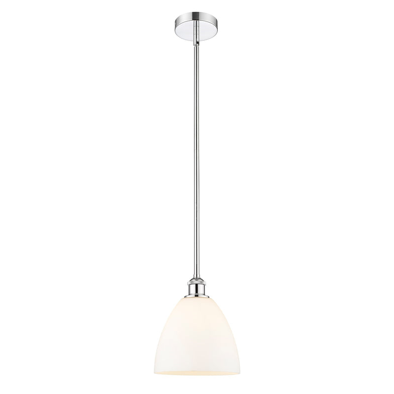 Innovations Bristol 9in 1-Light Mini Pendant | Industrial Polished Chrome and Matte White Glass | Kitchen Island & Dining | Model 616-1S-PC-GBD-91-LED