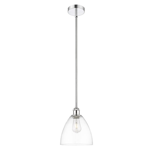 Innovations Bristol 9in 1-Light Mini Pendant | Industrial Polished Chrome Steel and Clear Glass | Kitchen Island & Dining | Model 616-1S-PC-GBD-92-LED