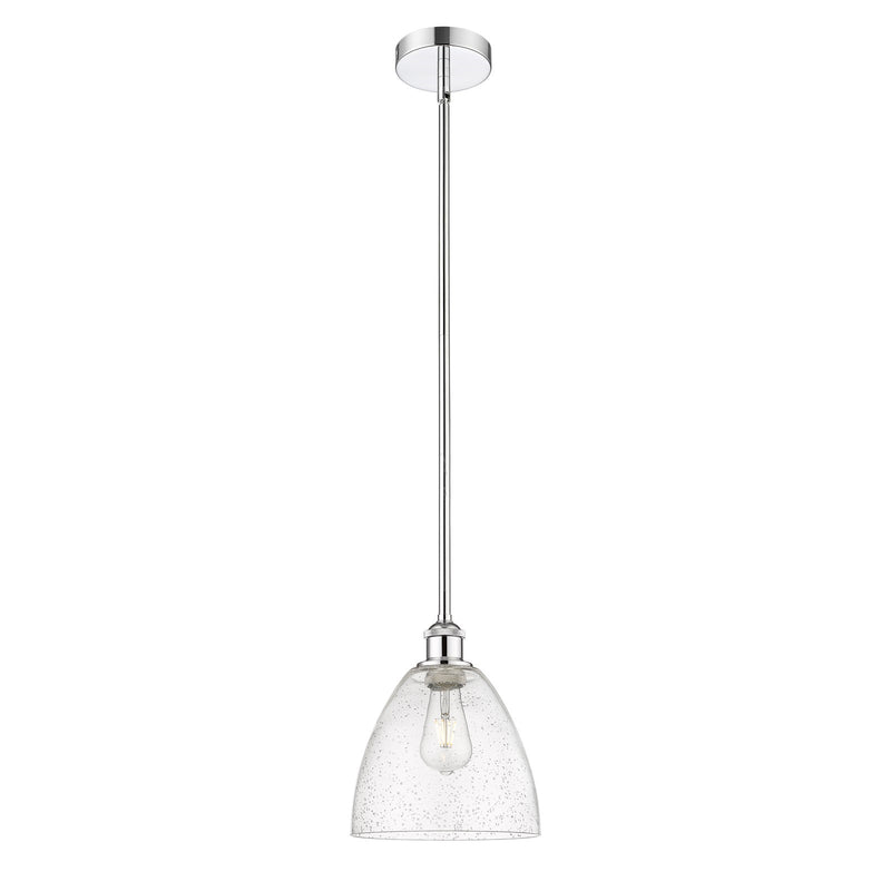 Innovations Bristol 9in 1-Light Mini Pendant | Industrial Polished Chrome Steel and Seedy Glass Dome | Kitchen Island & | Model 616-1S-PC-GBD-94-LED