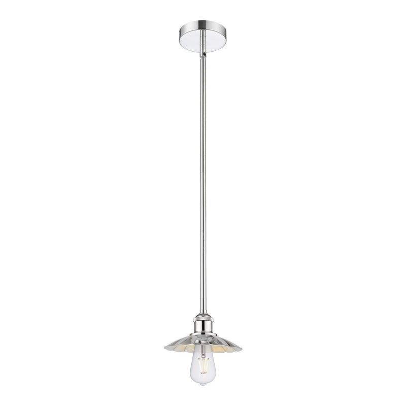 Innovations Scallop 8in 1-Light Mini Pendant | Traditional Industrial Polished Chrome Steel and Metal Shade | Kitchen Island & | Model 616-1S-PC-M17-PC