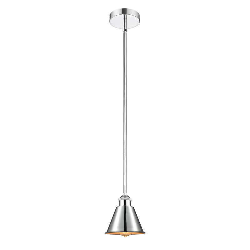 Innovations Smithfield 1-Light Mini Pendant | Industrial Farmhouse Polished Chrome Steel and Metal Shade | Kitchen Island & Dining | Model 616-1S-PC-M8