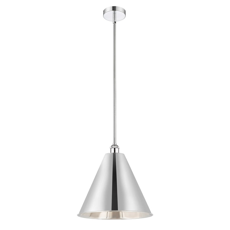 Innovations Berkshire Metal 16in 1-Light Mini Pendant | Industrial Polished Chrome Steel and Cast Brass Metal Shade | Kitchen | Model 616-1S-PC-MBC-16-PC