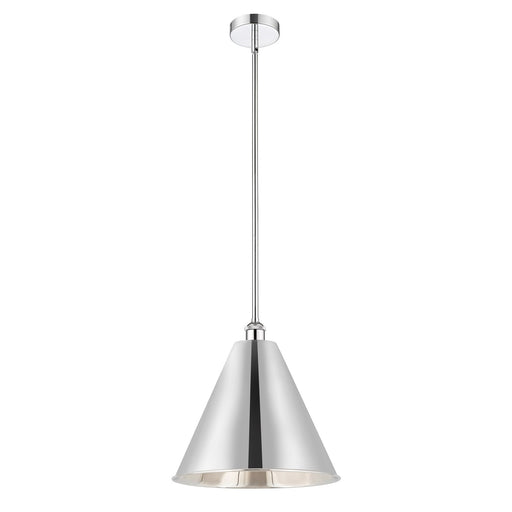 Innovations Berkshire 16in 1-Light Mini Pendant | Industrial Polished Chrome Steel and Metal Shade | Kitchen Island & | Model 616-1S-PC-MBC-16-PC-LED