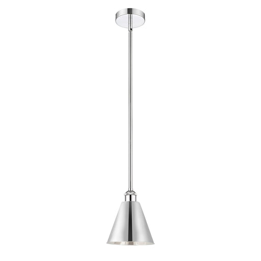 Innovations Berkshire 8in 1-Light Mini Pendant | Industrial Polished Chrome Steel and Cast Brass Metal Shade | Kitchen Island & | Model 616-1S-PC-MBC-8-PC