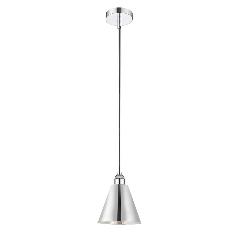 Innovations Berkshire 8in 1-Light Mini Pendant | Industrial Polished Chrome Steel and Cast Brass Metal Shade | Kitchen | Model 616-1S-PC-MBC-8-PC-LED