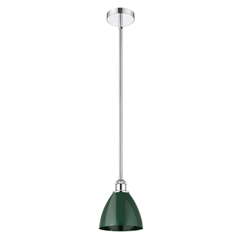 Innovations Plymouth 1-Light Mini Pendant | Industrial Farmhouse Polished Chrome and Matte Green Metal | Kitchen Island & | Model 616-1S-PC-MBD-75-GR