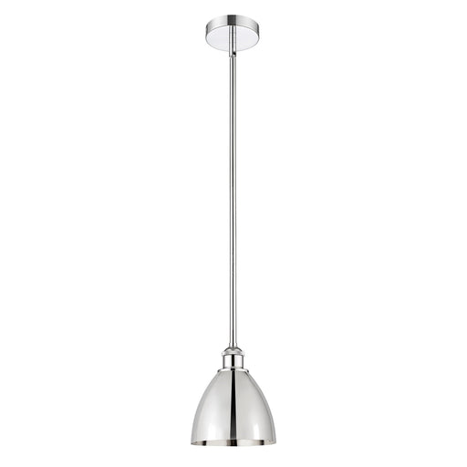Innovations Bristol 8in 1-Light Mini Pendant | Industrial Polished Chrome Steel and Metal Shade | Kitchen Island & Dining Room | Model 616-1S-PC-MBD-75-PC