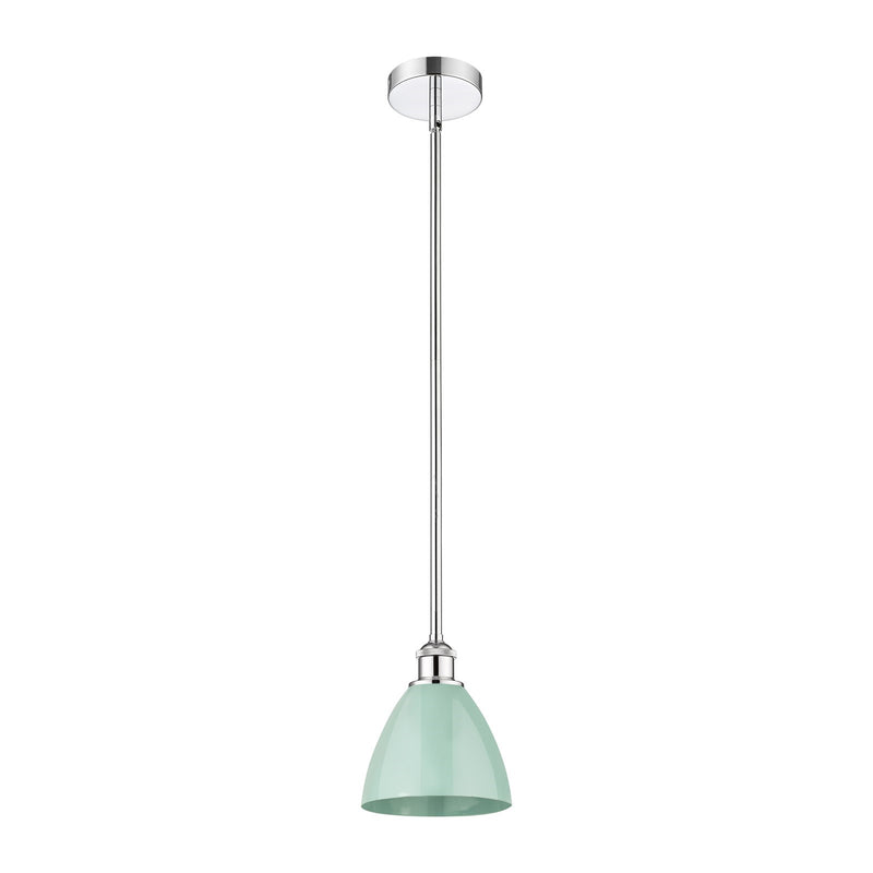Innovations Plymouth 8in 1-Light Mini Pendant | Industrial Polished Chrome and Matte Seafoam Metal | Kitchen Island & Dining | Model 616-1S-PC-MBD-75-SF