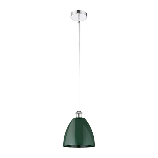Innovations Plymouth 9in 1-Light Mini Pendant | Industrial Polished Chrome Steel and Matte Green Metal | Kitchen Island & | Model 616-1S-PC-MBD-9-GR
