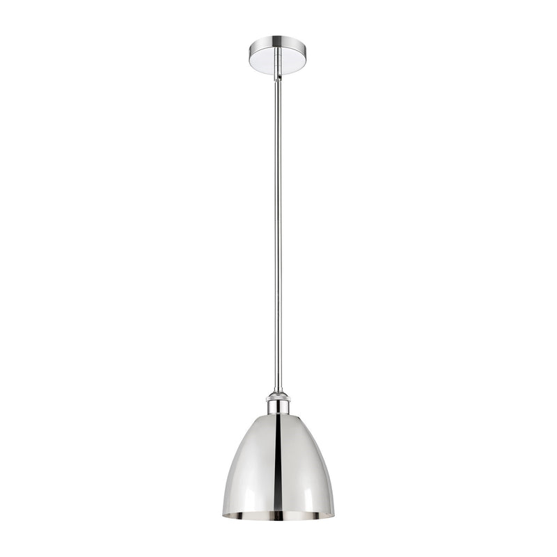 Innovations Bristol 9in 1-Light Mini Pendant | Industrial Polished Chrome Steel and Polished Chrome Metal Shade | Kitchen | Model 616-1S-PC-MBD-9-PC-LED