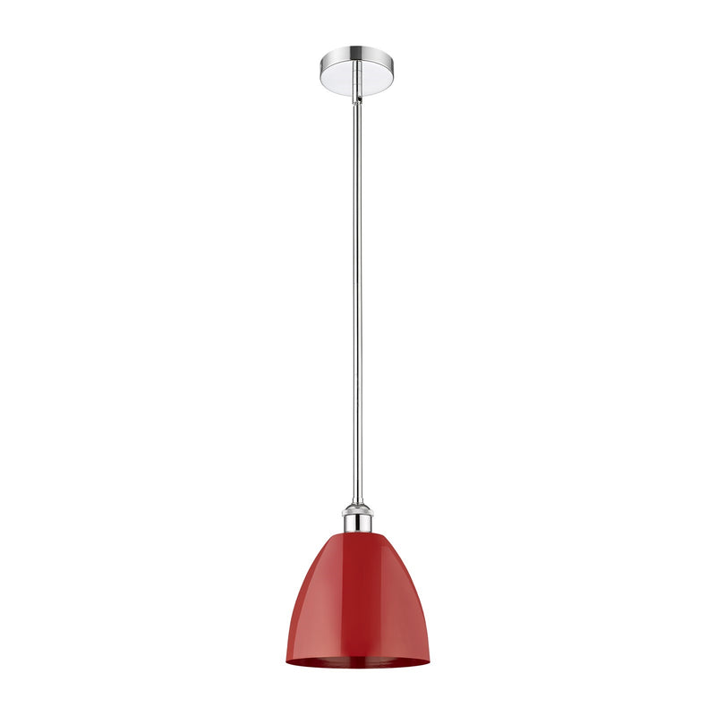 Innovations Plymouth 9in 1-Light Mini Pendant | Industrial Polished Chrome Steel and Matte Red Metal | Kitchen Island & | Model 616-1S-PC-MBD-9-RD-LED