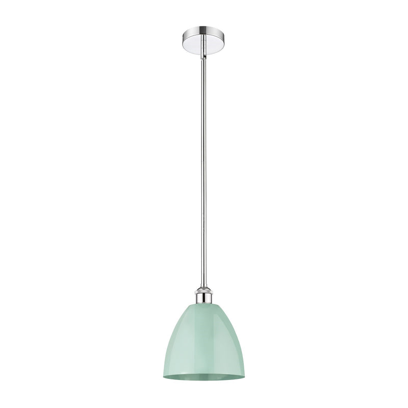 Innovations Plymouth 9in 1-Light Mini Pendant | Industrial Polished Chrome and Matte Seafoam Metal | Kitchen Island & | Model 616-1S-PC-MBD-9-SF-LED