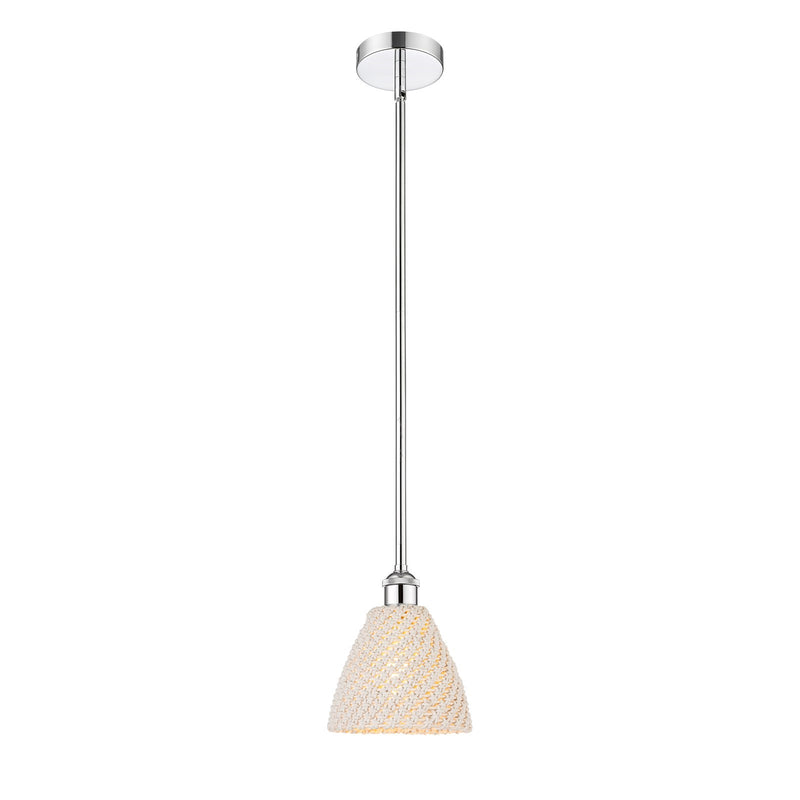 Innovations Bristol Natural 8in 1-Light Mini Pendant | Farmhouse Polished Chrome and Natural Fiber Dome Shade | Kitchen | Model 616-1S-PC-NBD-75-NAT