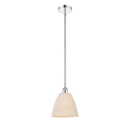 Innovations Bristol Natural 9in 1-Light Mini Pendant | Polished Chrome Steel and Natural Fiber Dome Shade | Farmhouse Kitchen | Model 616-1S-PC-NBD-9-NAT
