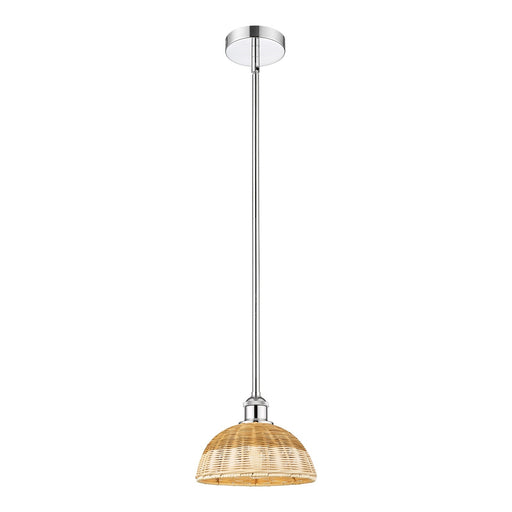 Innovations Lighting Bristol Natural II 9in 1-Light Mini Pendant | Industrial Polished Chrome and Matte Black Natural Fiber | Model 616-1S-PC-NBD2-9-NAT