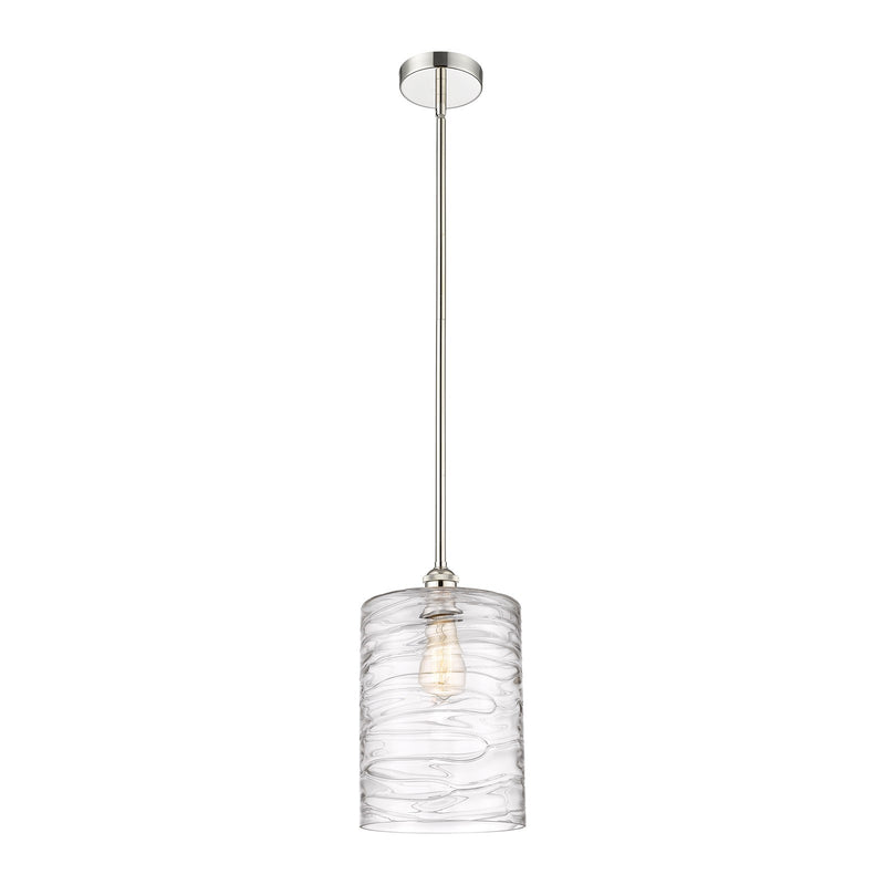 Innovations Cobbleskill 9in 1-Light Mini Pendant | Art Nouveau Polished Nickel and Clear Deco Swirl Glass | Kitchen Island & | Model 616-1S-PN-G1113-L