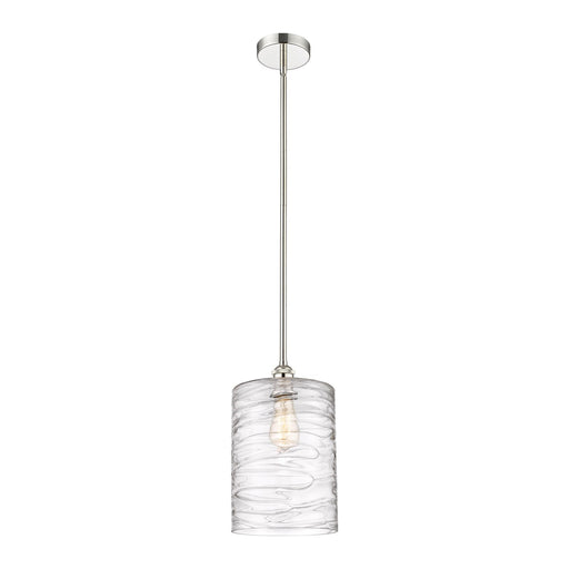Innovations Cobbleskill 9in 1-Light Mini Pendant | Art Nouveau Polished Nickel and Clear Deco Swirl Glass | Kitchen Island & | Model 616-1S-PN-G1113-L