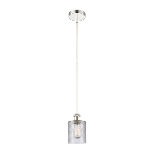 Innovations Cobbleskill 5in 1-Light Mini Pendant | Industrial Polished Nickel Steel and Clear Cobbleskill Glass | Kitchen | Model 616-1S-PN-G112-LED
