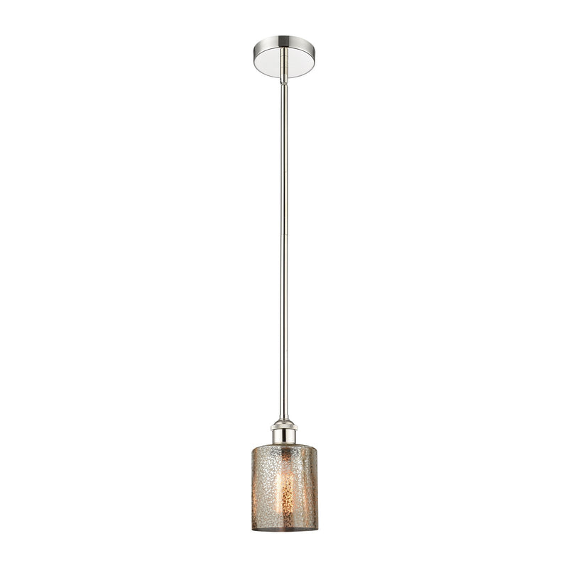 Innovations Cobbleskill 5in 1-Light Mini Pendant | Art Nouveau Polished Nickel and Mercury Glass | Kitchen Island & Dining Room | Model 616-1S-PN-G116-LED