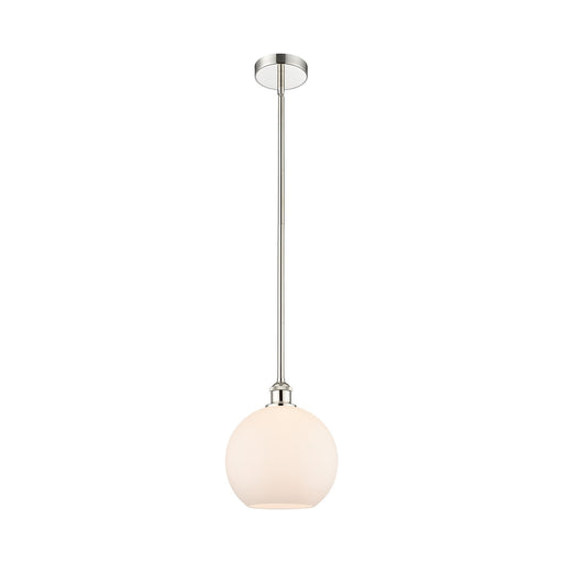 Innovations Athens 10in 1-Light Mini Pendant | Industrial Polished Nickel and Matte White Glass | Kitchen Island & Dining Room | Model 616-1S-PN-G121-10