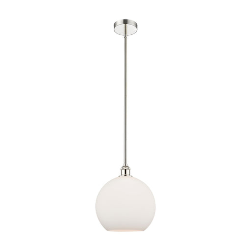Innovations Athens 12in 1-Light Mini Pendant | Industrial Polished Nickel and Matte White Glass | Kitchen Island & Dining | Model 616-1S-PN-G121-12-LED