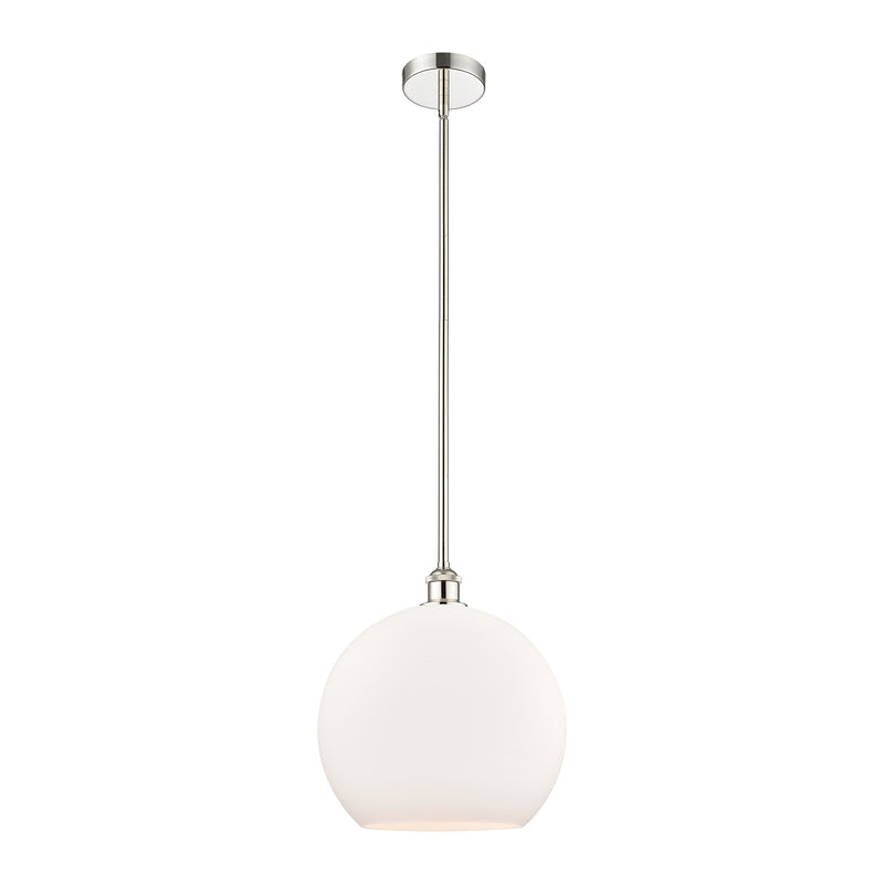 Innovations Athens 14in 1-Light Pendant | Industrial Polished Nickel Steel and Matte White Glass | Kitchen Island & Dining | Model 616-1S-PN-G121-14-LED