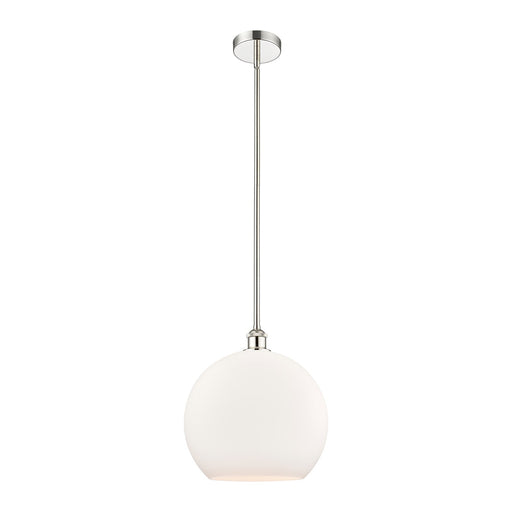 Innovations Athens 14in 1-Light Pendant | Industrial Polished Nickel Steel and Matte White Glass | Kitchen Island & Dining | Model 616-1S-PN-G121-14-LED
