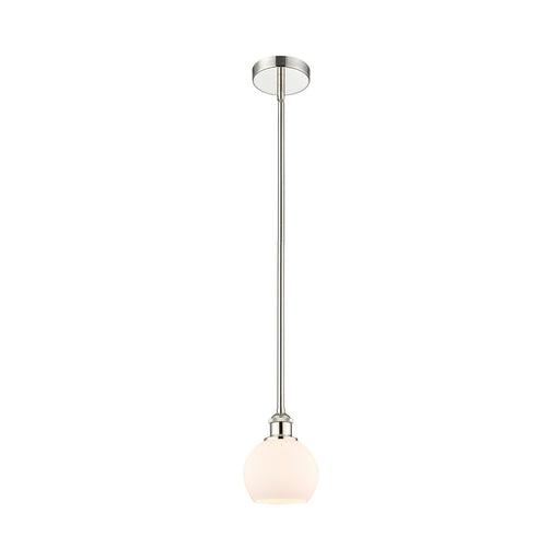 Innovations Athens 6in 1-Light Mini Pendant | Industrial Polished Nickel and Matte White Glass | Kitchen Island & Dining Room | Model 616-1S-PN-G121-6