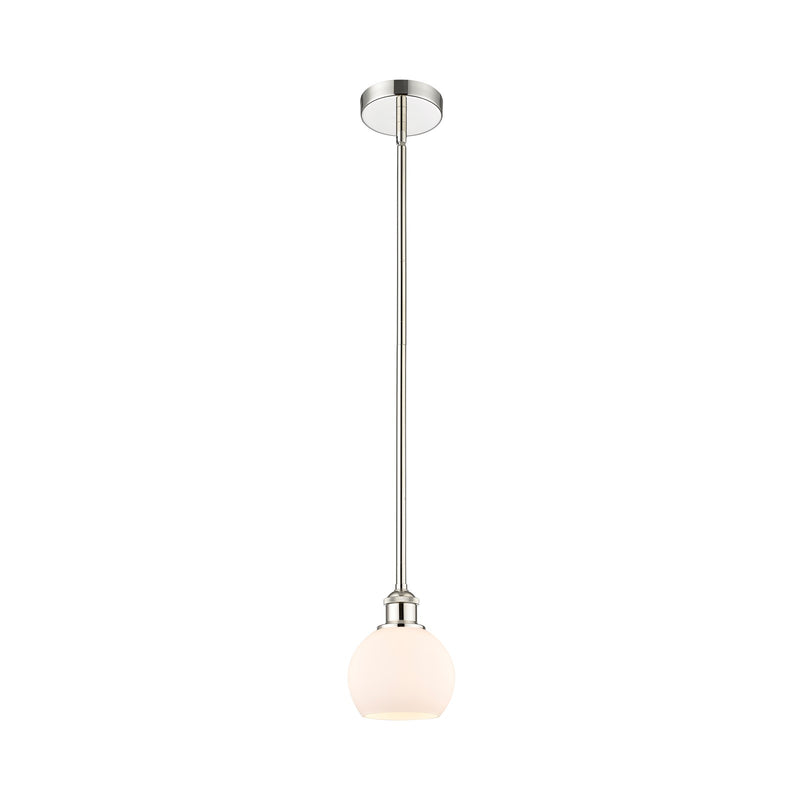 Innovations Athens 6in 1-Light Mini Pendant | Industrial Polished Nickel Steel and Matte White Glass | Kitchen Island & | Model 616-1S-PN-G121-6-LED