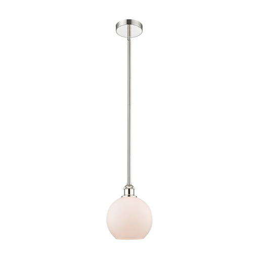 Innovations Athens 8in 1-Light Mini Pendant | Industrial Polished Nickel and Matte White Frosted Glass | Kitchen Island & Dining | Model 616-1S-PN-G121-8