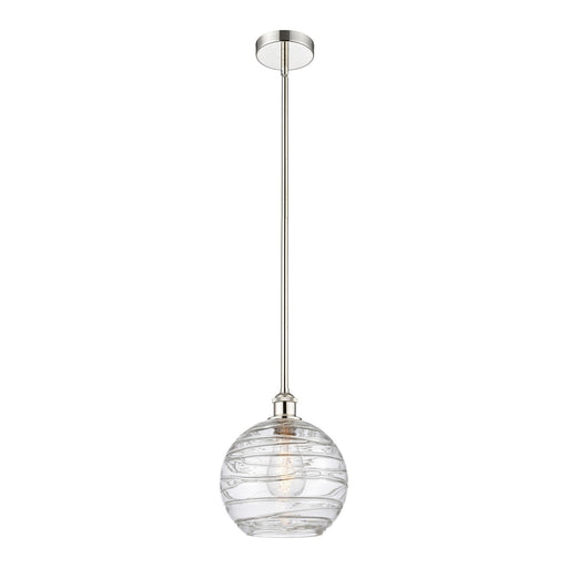 Innovations Athens Deco Swirl 10in 1-Light Mini Pendant | Industrial Polished Nickel and Clear Deco Swirl Glass | Kitchen | Model 616-1S-PN-G1213-10CL