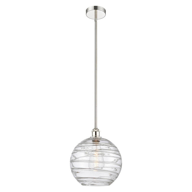 Innovations Athens Deco Swirl 12in 1-Light Mini Pendant | Industrial Polished Nickel Steel and Clear Deco Swirl Glass | Model 616-1S-PN-G1213-12CL