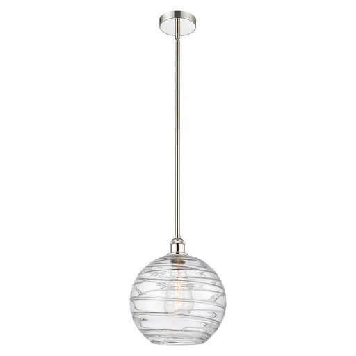 Innovations Athens Deco Swirl 12in 1-Light Mini Pendant | Industrial Polished Nickel Steel and Clear Deco Swirl Glass | Model 616-1S-PN-G1213-12CL