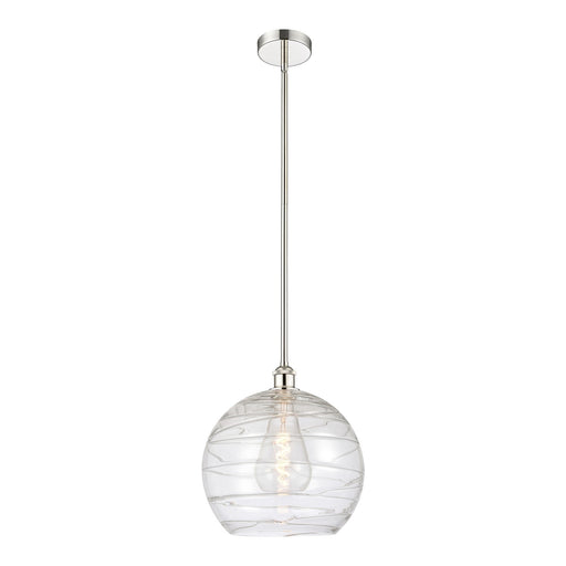 Innovations Athens Deco Swirl 14in 1-Light Mini Pendant | Industrial Modern Polished Nickel and Clear Deco Swirl Glass | Model 616-1S-PN-G1213-14CL