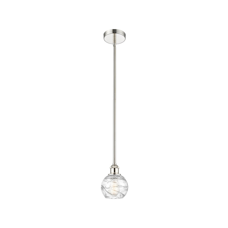 Innovations Athens Deco Swirl 6in 1-Light Mini Pendant | Industrial Polished Nickel Steel and Clear Deco Swirl Glass | Kitchen | Model 616-1S-PN-G1213-6CL