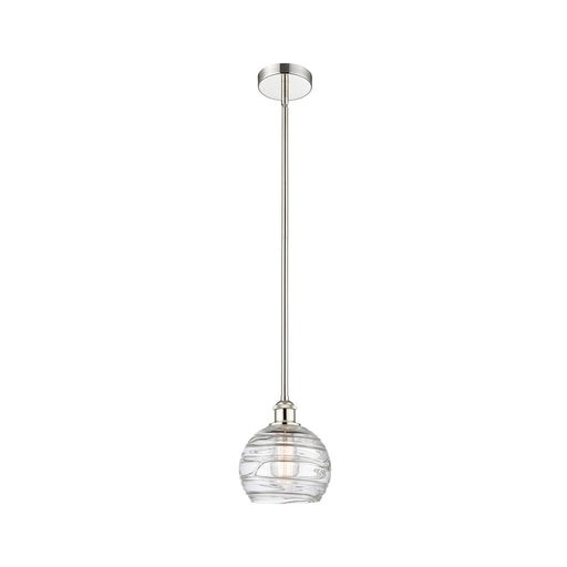 Innovations Athens Deco Swirl 8in 1-Light Mini Pendant | Industrial Polished Nickel Steel and Clear Deco Swirl Glass | Kitchen | Model 616-1S-PN-G1213-8CL