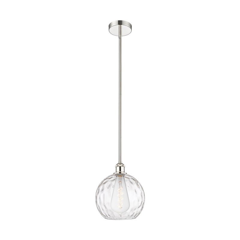 Innovations Athens Water Glass 10in 1-Light Mini Pendant | Industrial Polished Nickel Steel and Clear Water Glass | Kitchen | Model 616-1S-PN-G1215-10