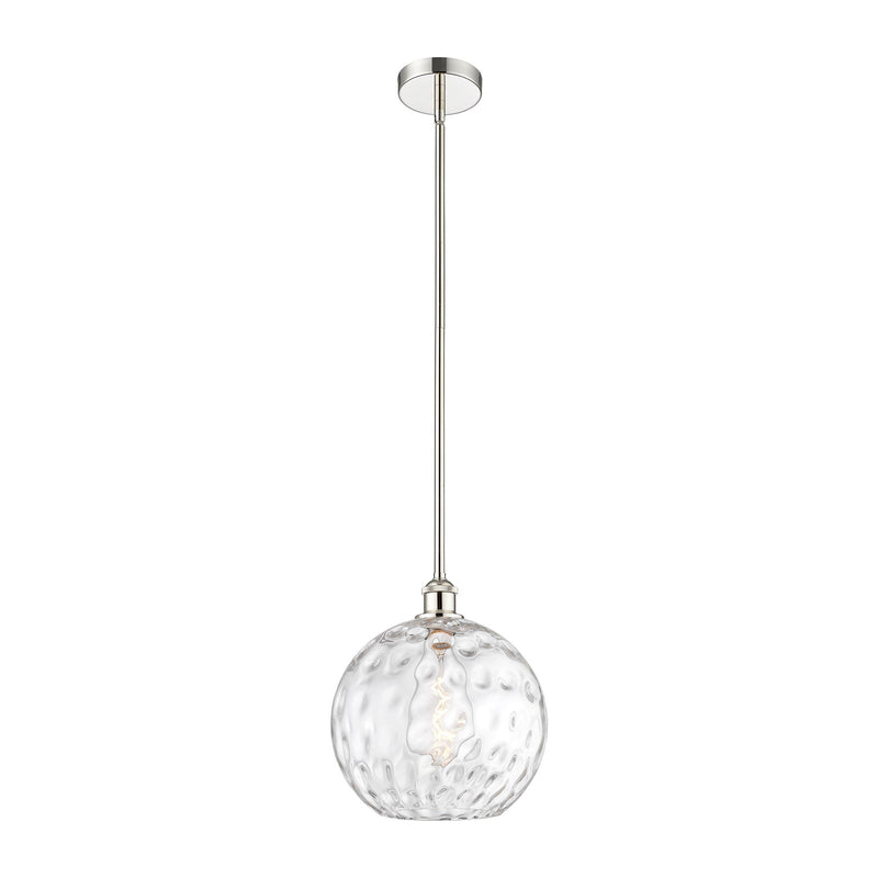 Innovations Athens Water Glass 12in 1-Light Mini Pendant | Industrial Polished Nickel Steel and Clear Water Glass | Kitchen | Model 616-1S-PN-G1215-12-LED