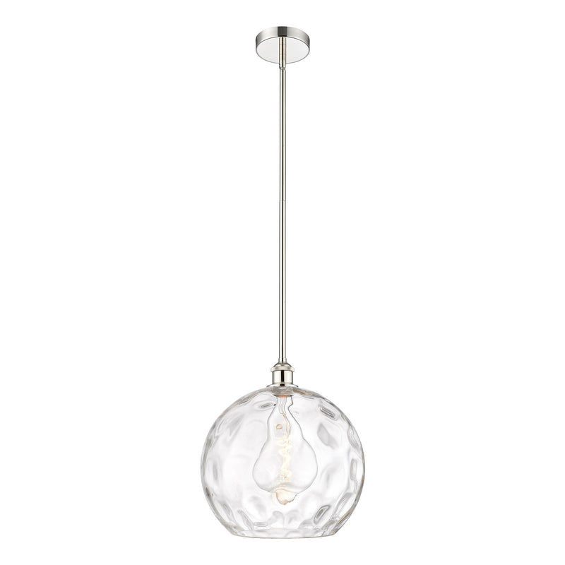Innovations Athens Water Glass 13in 1-Light Pendant | Industrial Polished Nickel Steel and Clear Glass | Kitchen Island & | Model 616-1S-PN-G1215-14-LED