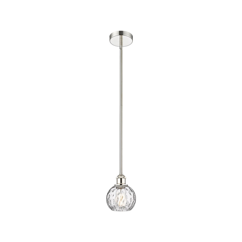 Innovations Athens Water Glass 6in 1-Light Mini Pendant | Industrial Polished Nickel Steel and Clear Water Glass | Kitchen | Model 616-1S-PN-G1215-6-LED