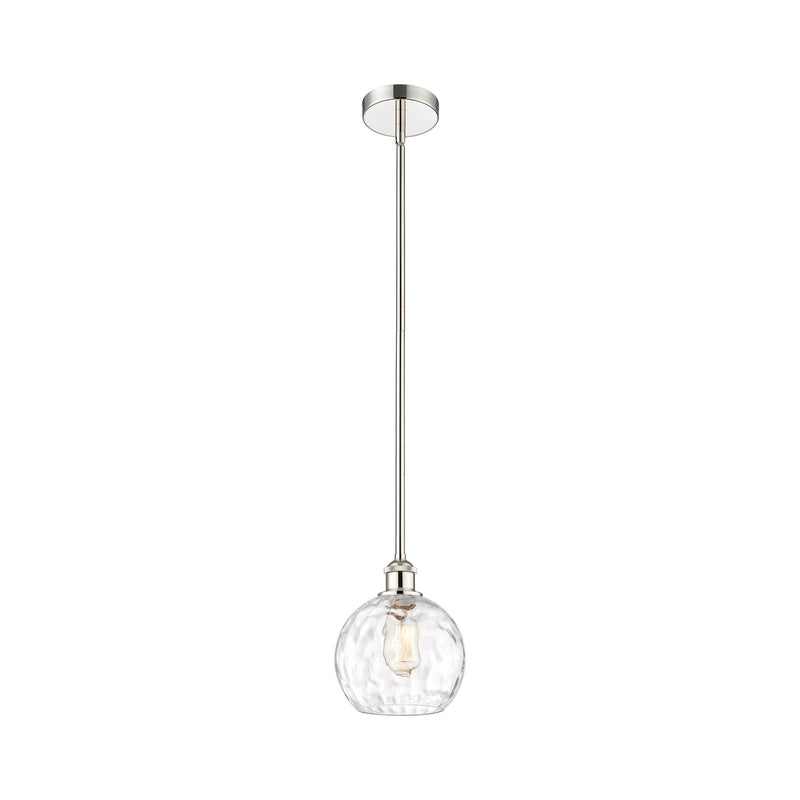 Innovations Athens Water Glass 8in 1-Light Mini Pendant | Industrial Polished Nickel Steel and Clear Water Glass | Kitchen | Model 616-1S-PN-G1215-8-LED