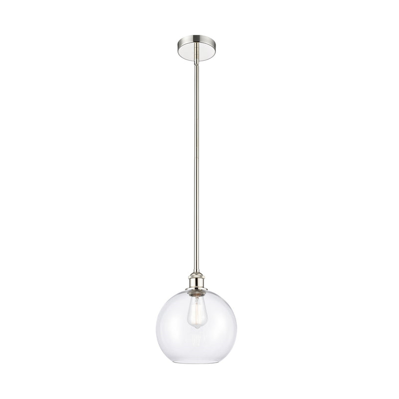 Innovations Athens 10in 1-Light Mini Pendant | Industrial Polished Nickel Steel and Clear Glass | Kitchen Island & Dining | Model 616-1S-PN-G122-10-LED