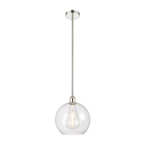 Innovations Athens 12in 1-Light Mini Pendant | Industrial Polished Nickel Steel and Clear Glass | Kitchen Island & Dining | Model 616-1S-PN-G122-12-LED