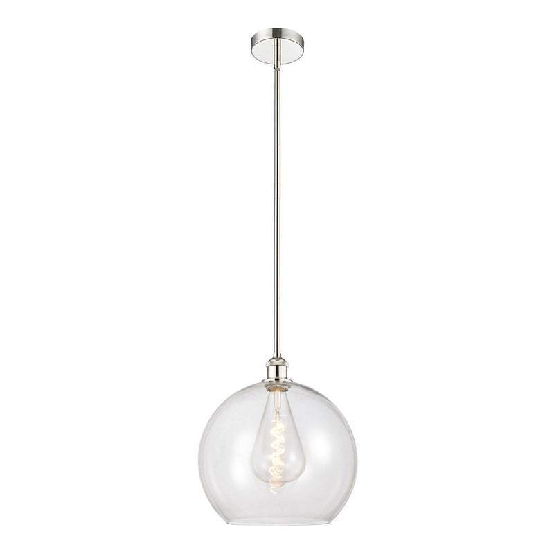 Innovations Athens 14in 1-Light Pendant | Industrial Polished Nickel Steel and Clear Glass | Kitchen Island & Dining Room | Model 616-1S-PN-G122-14