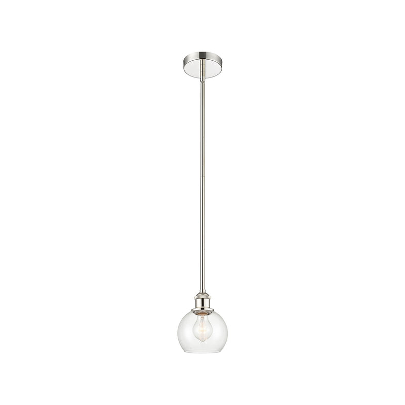 Innovations Athens 6in 1-Light Mini Pendant | Industrial Polished Nickel Steel and Clear Glass | Kitchen Island & Dining Room | Model 616-1S-PN-G122-6-LED
