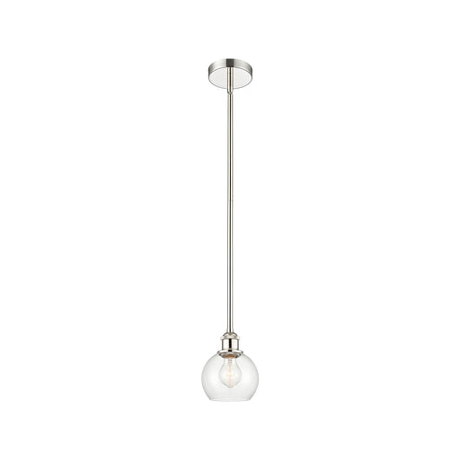 Innovations Athens 6in 1-Light Mini Pendant | Industrial Polished Nickel Steel and Clear Glass | Kitchen Island & Dining Room | Model 616-1S-PN-G122-6-LED